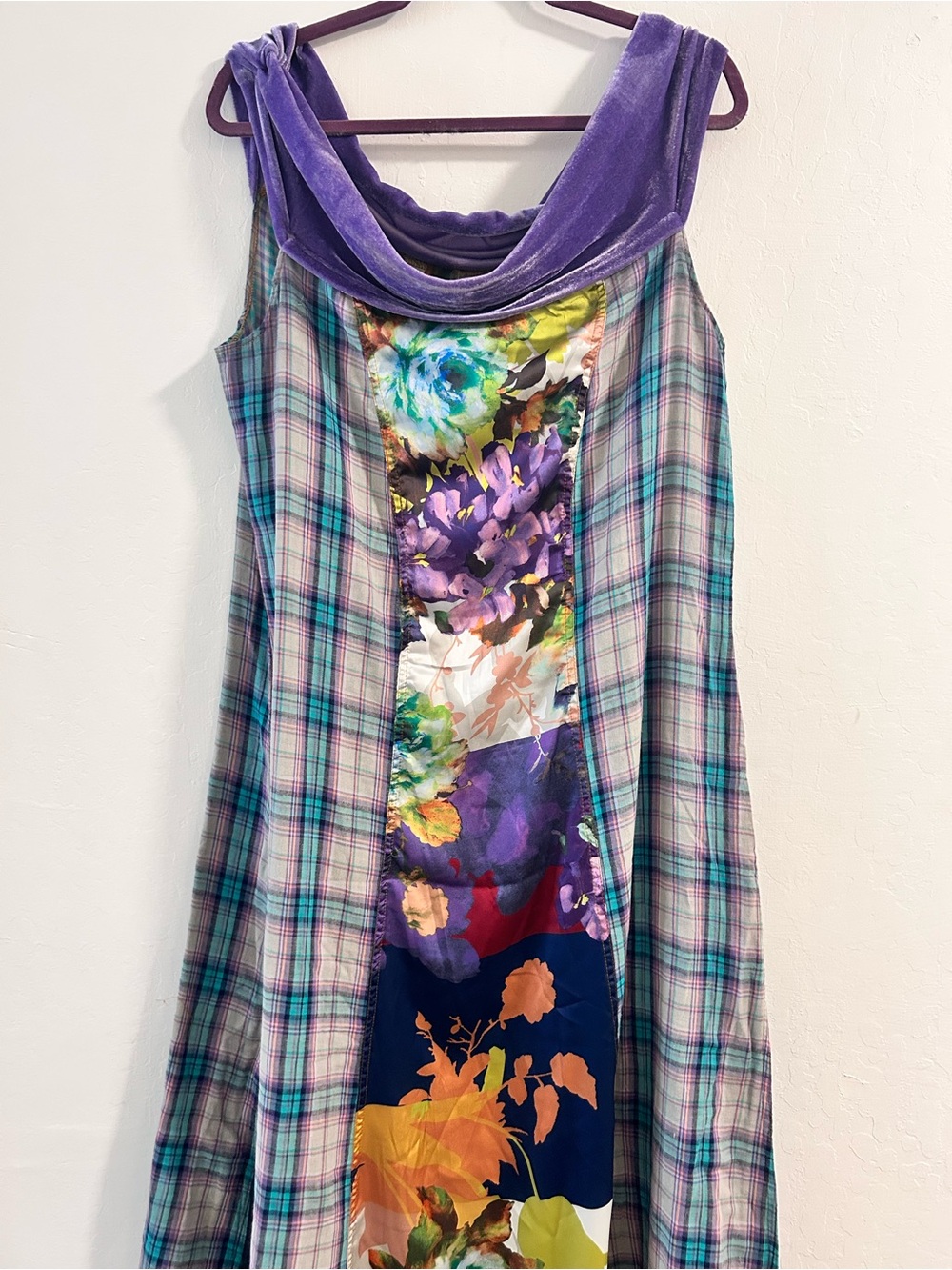 ARRATA bettye muller Purple Velvet-Trim Floral Maxi Dress